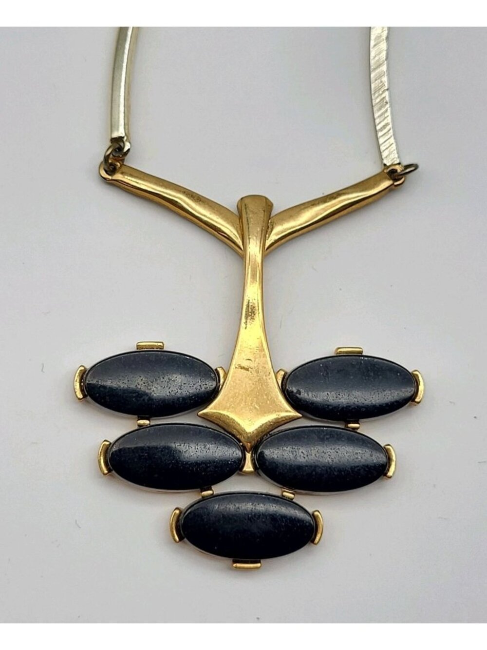 Vintage Sarah Coventry MCM Continental Necklace Faux onyx Retro Jewelry